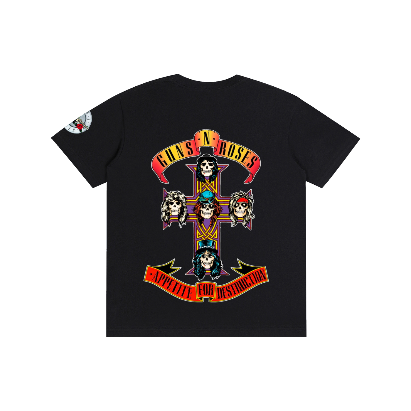Guns and roses shirt  sleeve and back printing